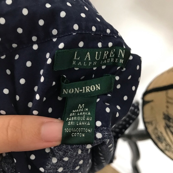 Lauren Ralph Lauren Navy Polka Dot Button Down - Picture 5 of 5
